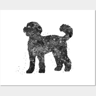 Labradoodle dog black and white Posters and Art